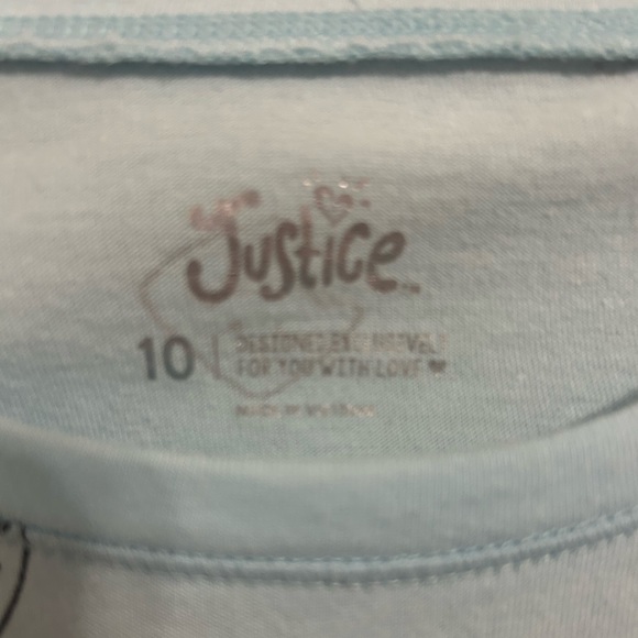 Justice Girls Size 10 Blue Long sleeve T-Shirt with Cat Print - Picture 4 of 4
